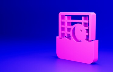 Pink Water polo icon isolated on blue background. Minimalism concept. 3D render illustration