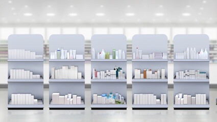 Hand cream on shelf pharmacy store  on shelf pharmacy store  - obrazy, fototapety, plakaty