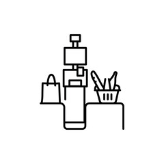 Self-service cashier or terminal black line icon. Pictogram for web page