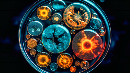 Microscopic Ecosystem Encased by Cells and Bacteria Thriving Within Glass