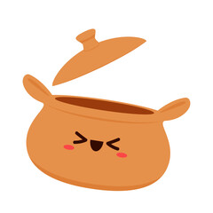 Earthen pot cartoon vector. Earthen pot for cooking. Pot character design.