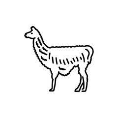 Lama black line icon. Farm animals.