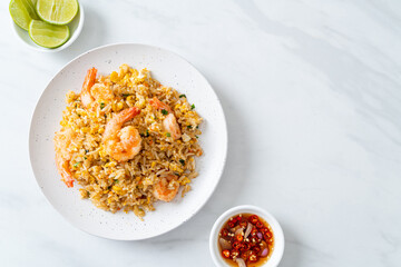 fried shrimps fried rice on plate