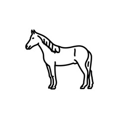Horse black line icon. Farm animals.