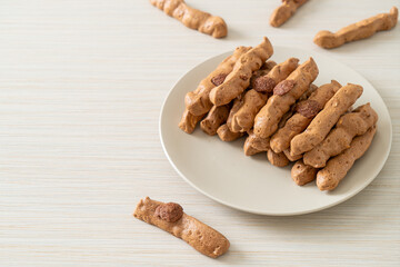 chocolate meringue stick on plate