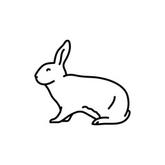 Rabbit black line icon. Farm animals.