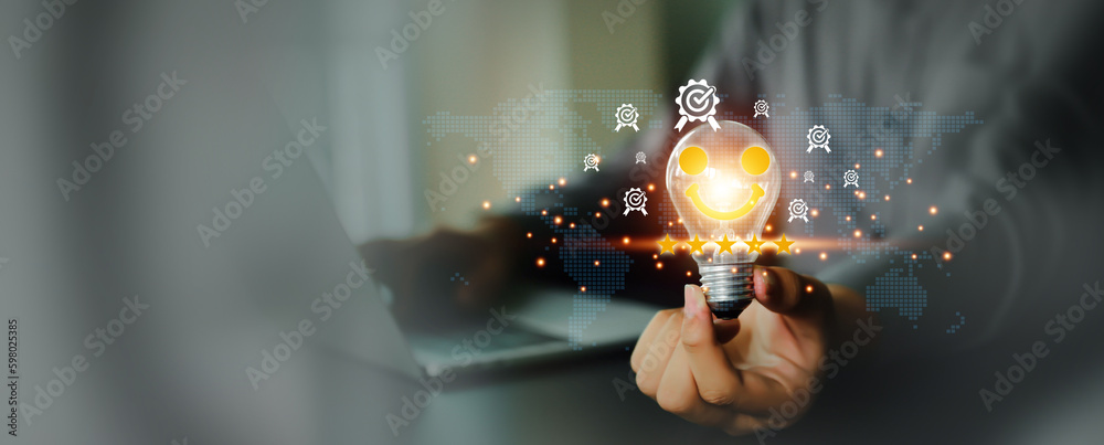Aufkleber customer service satisfaction survey feedback for business review rating and best service or finance