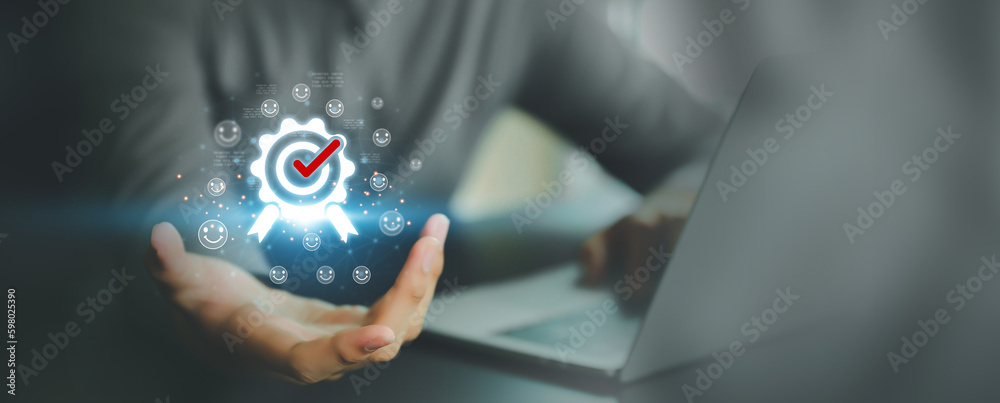 Aufkleber customer service satisfaction survey feedback for business review rating and best service or finance