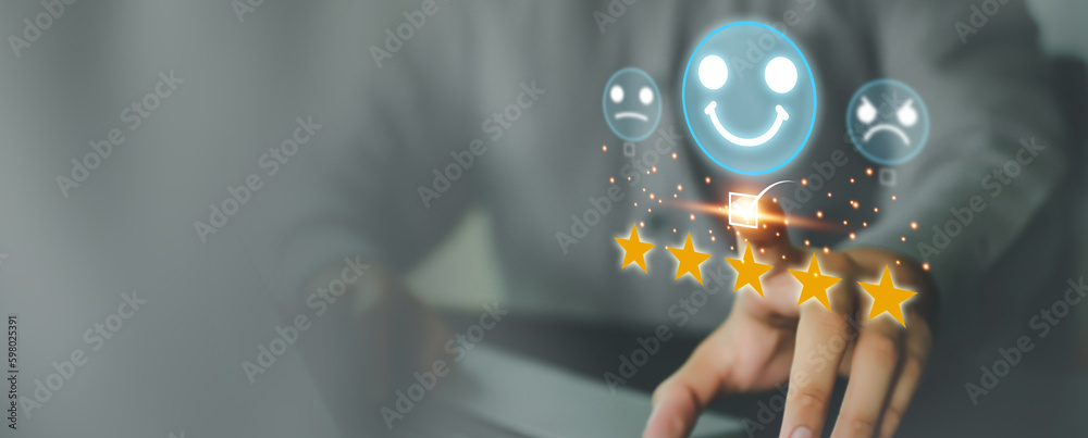 Aufkleber customer service satisfaction survey feedback for business review rating and best service or finance