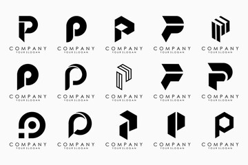 Set of letters p logo design. modern icon creative monogram inspiration. - obrazy, fototapety, plakaty