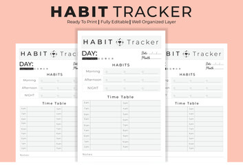 Vector habit tracker hourly kdp interior
