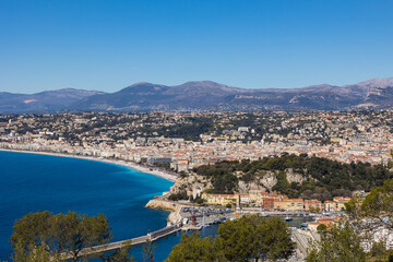 Panorama sur la Baie des Anges à Nice depuis le Mont Boron