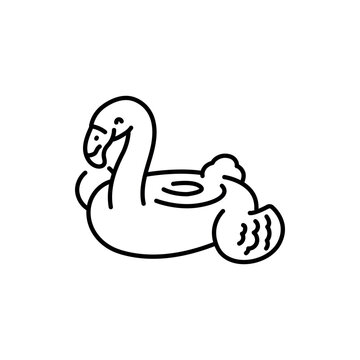 recommend clip art: Inflatable swimming pool flamingo black line icon. Pictogram for web page