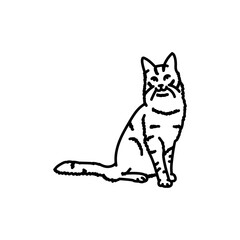 Asian cat black line icon. Farm animals.