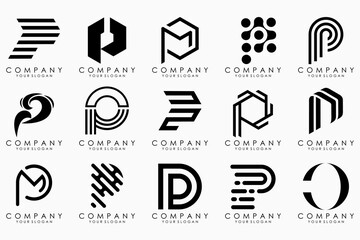 Set of letters p logo design. modern icon creative monogram inspiration.
