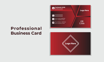 Professional Business Card Design With Black And Red Colors. Modern Business Card - Creative and Clean , vector business card template for personal user.