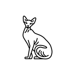 Sphinx cat black line icon. Farm animals.