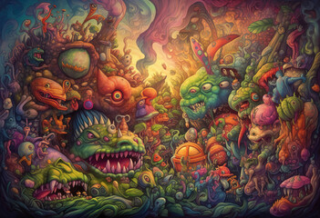 Fantasy creature. cartoon color story. sketch art for artist creativity and inspiration. generative AI