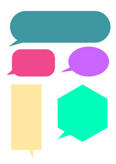 set of colorful speech labels text bubbles