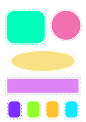 set of colorful speech labels text bubbles