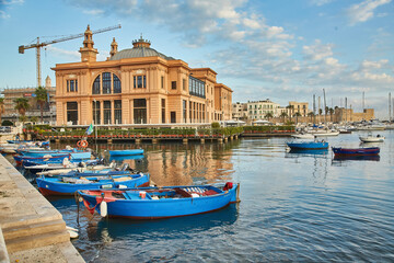 Bari - The panorama of harbor and Teatro Margherita