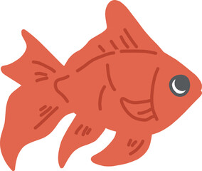 金魚の主線なしカラーイラスト
