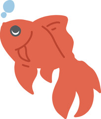 金魚の主線なしカラーイラスト