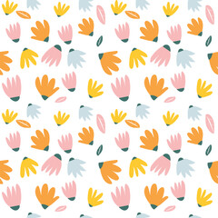Fototapeta na wymiar Hand draw flower heads seamless pattern background 