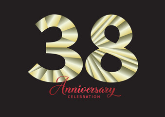 38 year anniversary celebration logotype vector, 38 number design, 38th Birthday invitation, anniversary logo template, logo number design vector, calligraphy font, typography logo, vector design
