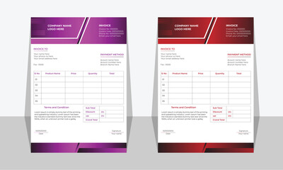 Business invoice form template. Invoicing quotes, money bills or price invoices Professional and modern invoice template.