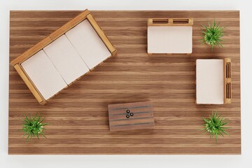 Naklejka na ściany i meble Realistic 3D Render of Garden Furniture Setup