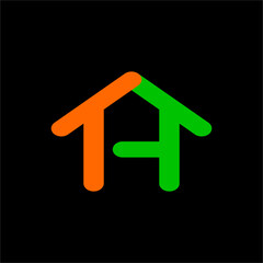House icon logo design with letter T H concept.