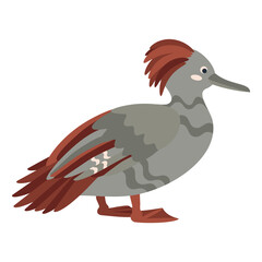 Cute, cartoon duck bird. Flat vector illustration.