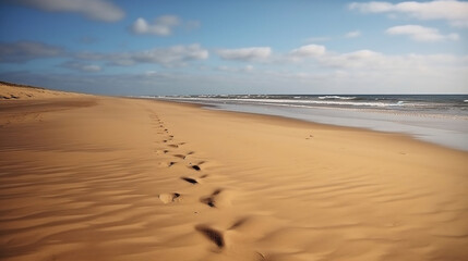 Fototapeta na wymiar Empty sandy beach with sea. Generative ai
