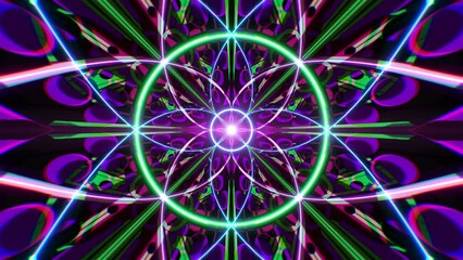 Psychedelic style geometric art background for music event vj loop