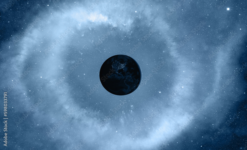Poster Planet earth with supernova explosion - Deep space abstract sci-fi backgrounds 