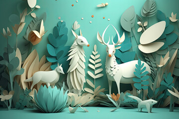 3d Paper Art, Animal, Background, Colorful, Wallpapaer, Made by AI, AI generated, Artificial intelligence	
