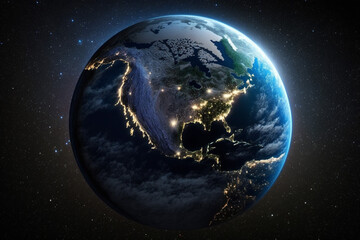 Naklejka na ściany i meble 宇宙から見た地球のイメージ：AI生成画像