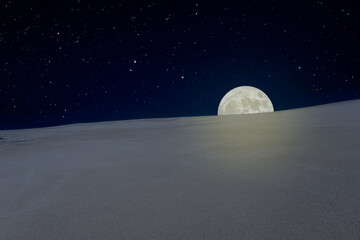 Fototapeta na wymiar Moon rising behind a dune