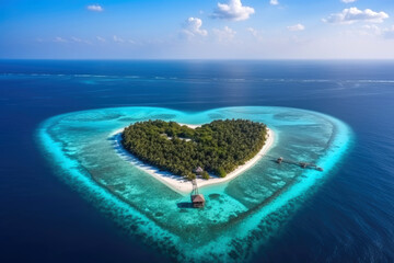 Obraz premium Heart shaped island. Generative AI