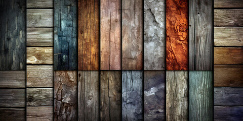 Hollow wood set for wallpaper, background or web, design ready to edit product presentation with different colors. AI generated illustration.
