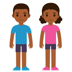 Cute cartoon Black boy and girl