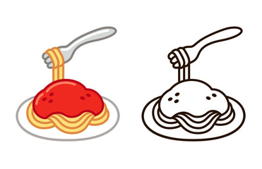 Spaghetti with tomato sauce icon