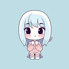 Cute kawaii girl chibi mascot vector cartoon style