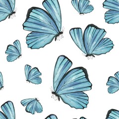 Seamless Pattern Blue butterfly 