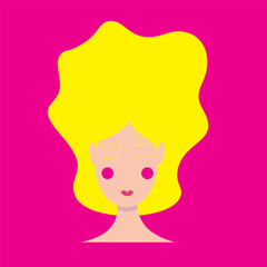 Girl with yellow hair on a pink background vector