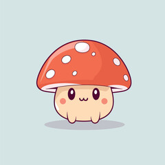 Obraz na płótnie Canvas Cute kawaii mushroom chibi mascot vector cartoon style