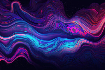 Psychedelic Neon Fluid Waves Background