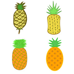 set of pineapples drawing art transparent background 