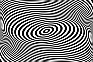 Twisting Whirl Motion and 3D Illusion in Abstract Op Art Striped Lines Pattern.